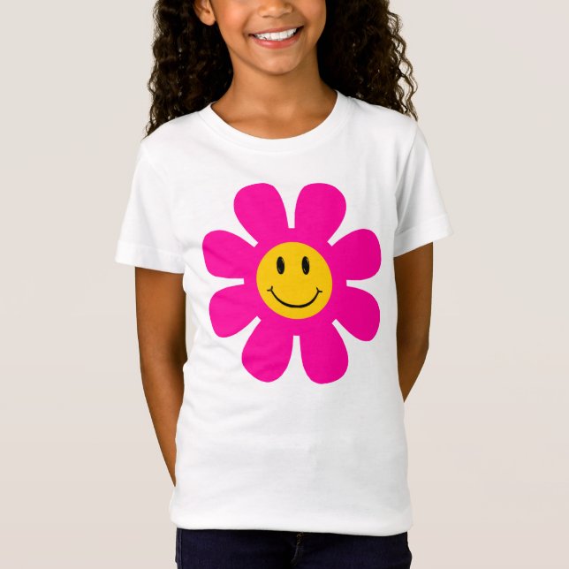 Camiseta Rosto de sorriso da ventoinha rosa (Frente)