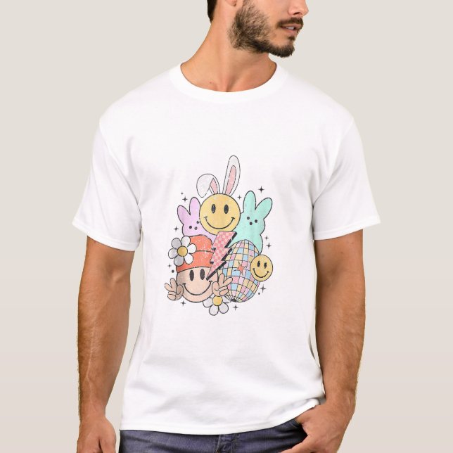 Camiseta Rosto de Sorriso de Coelhinho da Páscoa (Frente)