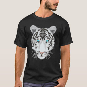 Camiseta rosto de tigre branco fofo olhos azuis amantes de 