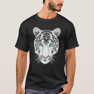 Camiseta rosto de tigre branco fofo olhos azuis cabeça de g