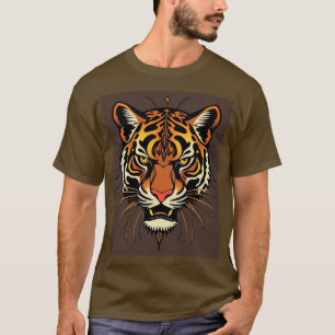 Camiseta Rosto de Tigre com Padrões Tribais