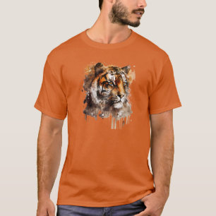Camiseta Rosto de Tigre de Aquarela