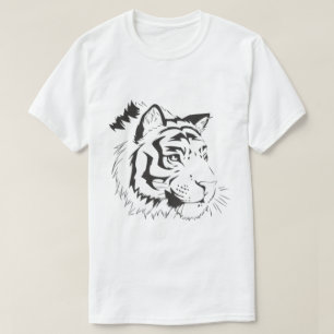 Camiseta Rosto de tigre, silhuetas de rosto de tigre, preto