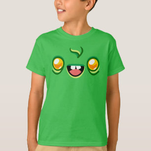 Camiseta Rosto de Zumbi - Menino Feliz Saltitante Verde