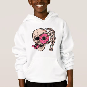Camiseta Rosto do crânio Com Rosquinha humor escuro doce e