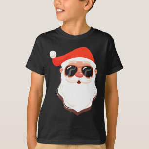 Camiseta Rosto do Papai Noel Óculos de Sol Com Chapéu Barba