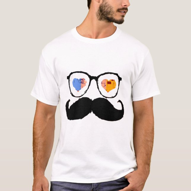 Camiseta Rosto engraçado com bigode 3 (Frente)