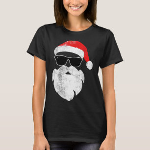 Camiseta Rosto engraçado de Papai Noel hipster com chapéu b