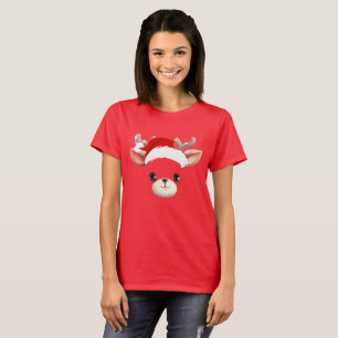 Camiseta Rosto engraçado de rena Feliz Natal Família