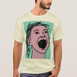 Camiseta Rosto Expressionista Abstrato Retro Gráfico de Gri