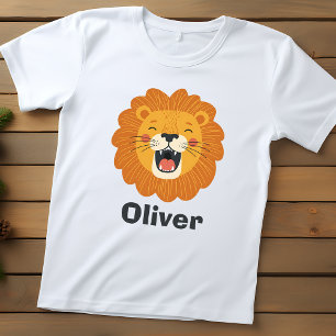 Camiseta Rosto Feliz de Leão Rugindo - Animal Fofo da Selva