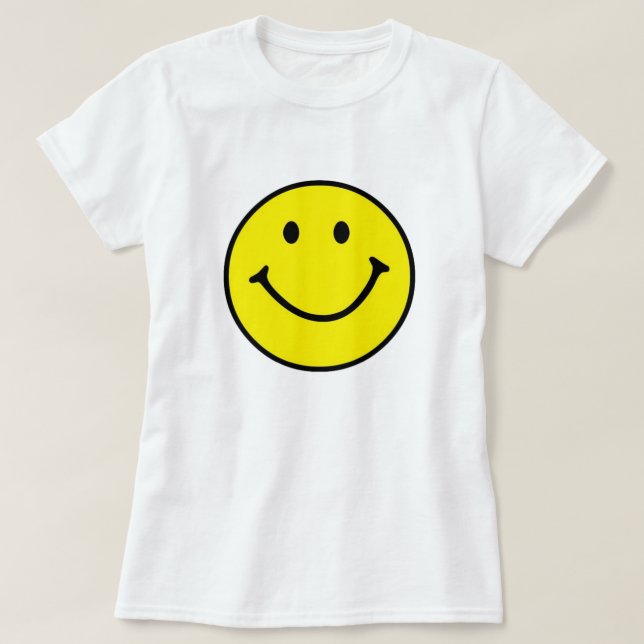 Camiseta Rosto Feliz e Amarelo Brilhante (Frente do Design)