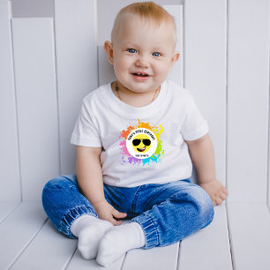 Camiseta Rosto Feliz Fofo, Óculos de Aviador, Primeiro Aniv