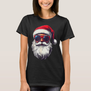 Camiseta Rosto Legal do Papai Noel Óculos de Sol Retrô Nata