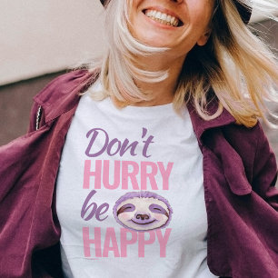Camiseta Rosto malvado não se apresse a ser roxo rosa feliz
