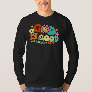 Camiseta Rosto Retro Groovy Deus É Bom O Tempo Todo Boho Fl