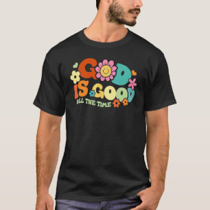 Camiseta Rosto Retro Groovy Deus É Bom O Tempo Todo Boho Fl