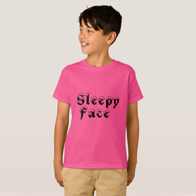 Camiseta Rosto Sonolento: Camisa-T De Meninos (Frente Completa)