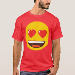 Camiseta Rosto Sorridente Amarelo Olhos de Coração Emoji Of