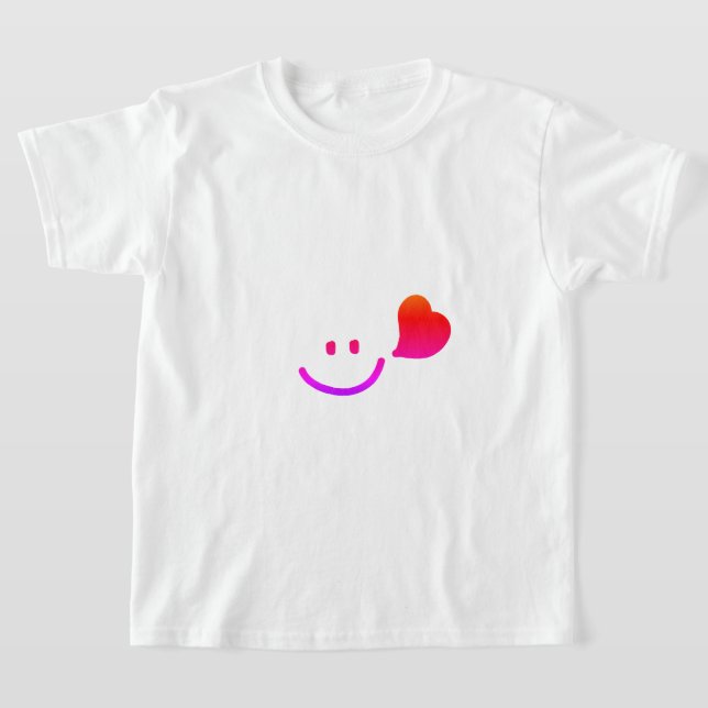 Camiseta Rosto Sorridente Fofo com Coração – Vibrações Feli (Postura )