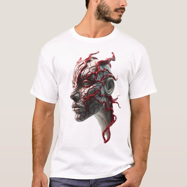 Camiseta Rosto Tribal Veins Abstrato Art (Frente)