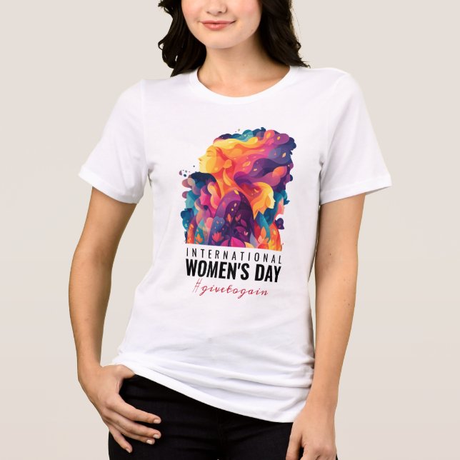 Camiseta Rostos Coloridos Dia Internacional da Mulher Abstr (Frente)