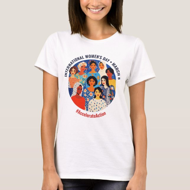 Camiseta Rostos Coloridos | Dia Internacional da Mulher | D (Frente)