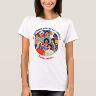 Camiseta Rostos Coloridos   Dia Internacional da Mulher   I