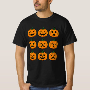 Camiseta Rostos de Abóbora Fofos Desenho de Halloween