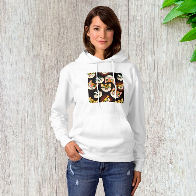 Camiseta Rostos de Animais em Padrão Gatos Leões Cães (Criador carregado)