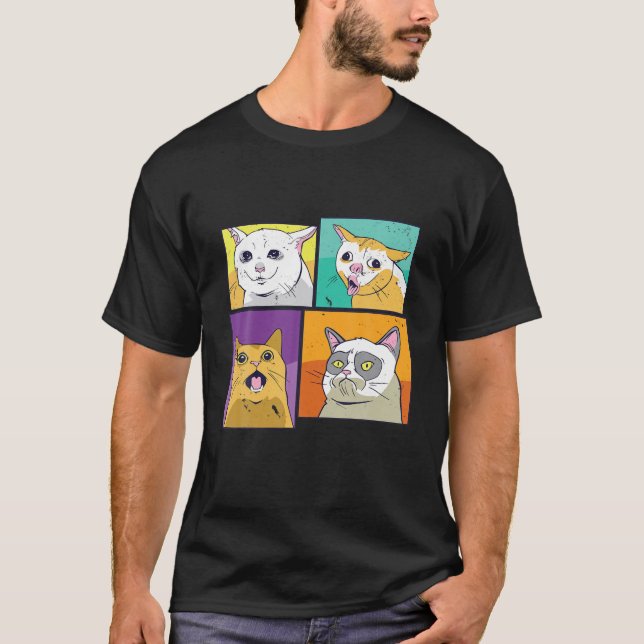 Camiseta Rostos de Gato Engraçados (Frente)