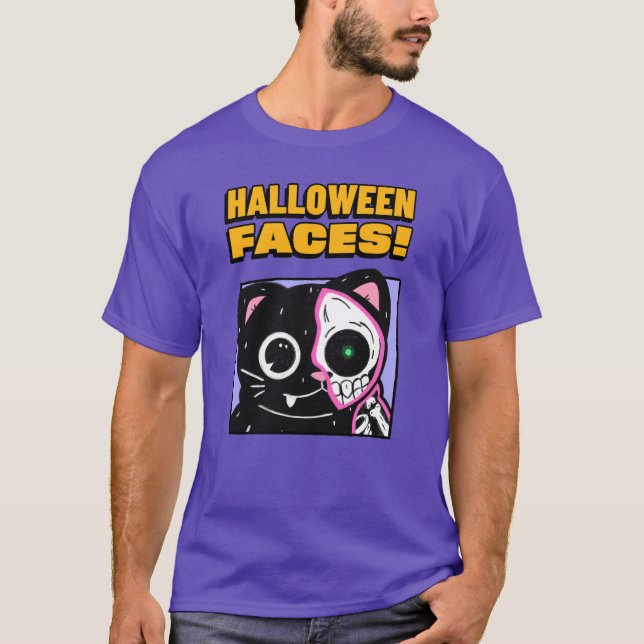 Camiseta Rostos de Halloween (Frente)