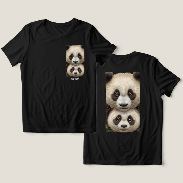 Camiseta Rostos de panda pai e filho (Design Frente e Verso)