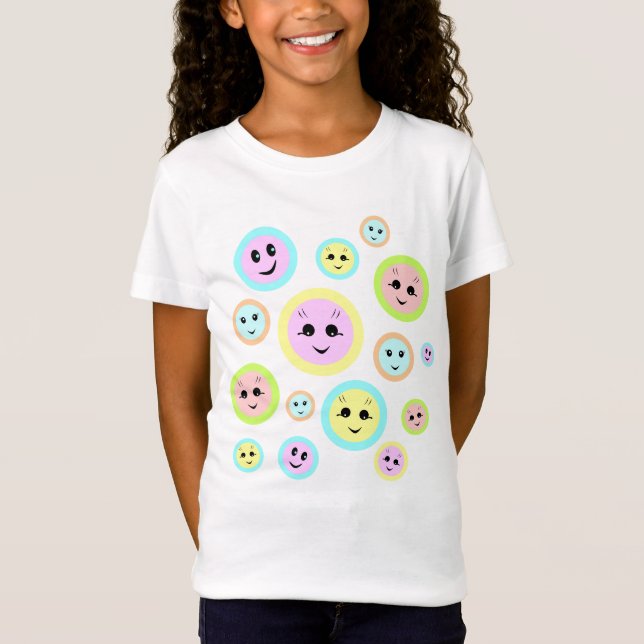 Camiseta Rostos felizes no pastel - divertidos e bonitos (Frente)