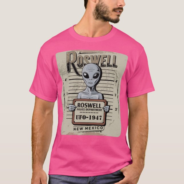Camiseta Roswell Alienígena Mugshot - 1947 (Frente)