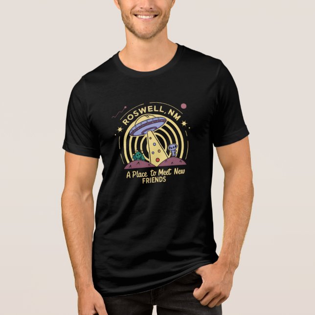 Camiseta Roswell NM Alienígena OVNI "Um lugar para conhecer (Frente)