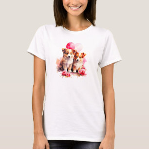 Camiseta Rosy Puppy Love Watercolor