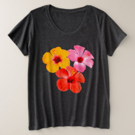 Camiseta Rot Orange Pink Hibiskus Blumen