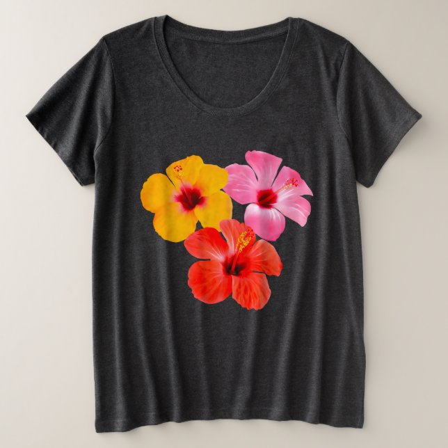 Camiseta Rot Orange Pink Hibiskus Blumen (Frente do Design)