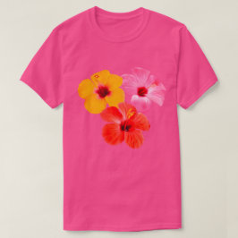 Camiseta Rot Orange Pink Hibiskus Blumen
