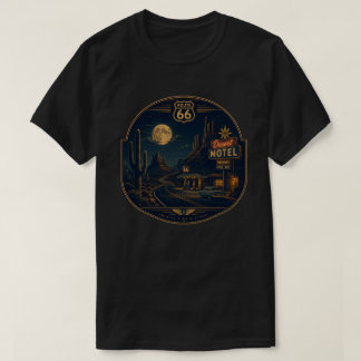 Camiseta Rota 66 Motel do Deserto Neon Vintage Noite