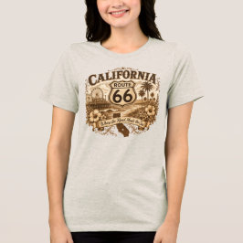 Camiseta Rota 66 retrô sépia do píer de Santa Mônica, Calif