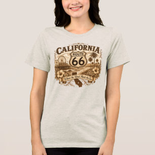 Camiseta Rota 66 retrô sépia do píer de Santa Mônica, Calif