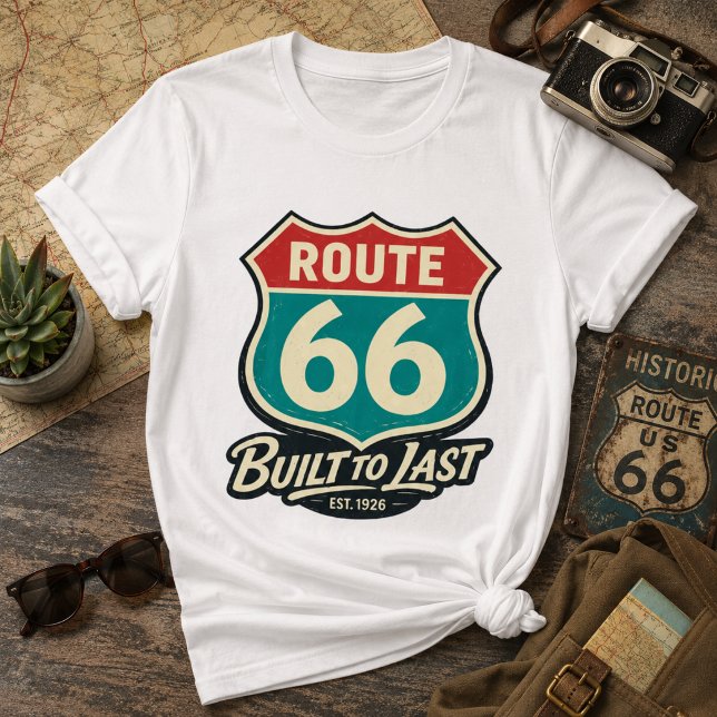 Camiseta Rota 66 Vintage Construída Para Durar (Criador carregado)
