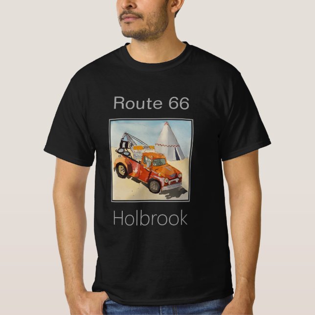 Camiseta Rota 66, Wrecker & Teepee, Holbrook AZ (Frente)