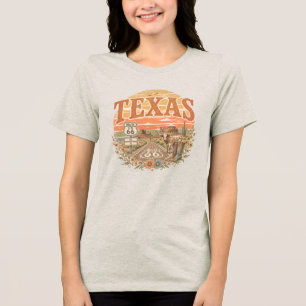 Camiseta Rota do Texas 66 Lone Star Pôr do Sol Vintage