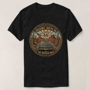 Camiseta Rota Histórica 66 Carro Clássico Vintage Deserto