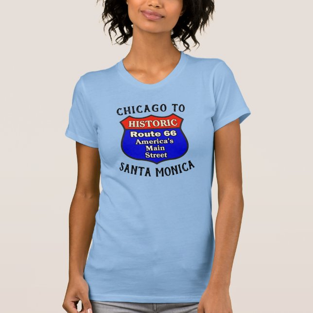 Camiseta Rota Histórica 66 Chicago para Papais noeis Monica (Frente)