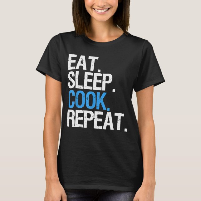 Camiseta Rotação da vida dos chefs Coma o cozinheiro do son (Frente)