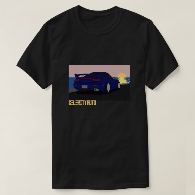 Camiseta Rotação de Legenda JDM do Carro de Arte Pixel (Frente do Design)
